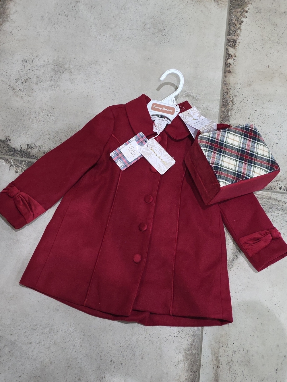 NWT 2T Tommy Bahama Burgundy Coat with Matching Purse